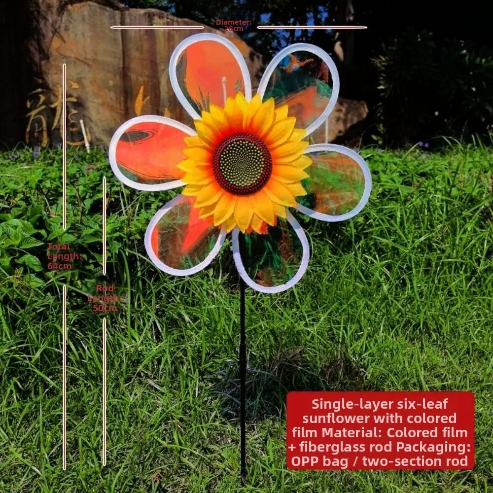 Moinho de vento girassol multiestilos, pvc, diâmetro 28/30cm, giratória, jardim, quintal, girador de vento, festa ao ar livre, decoração de piquenique