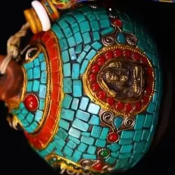 Purple Clay Gourd Mosaic Gem gZi Beads Turquoise Eight Treasures Gourd Buddha jar Worship Hall