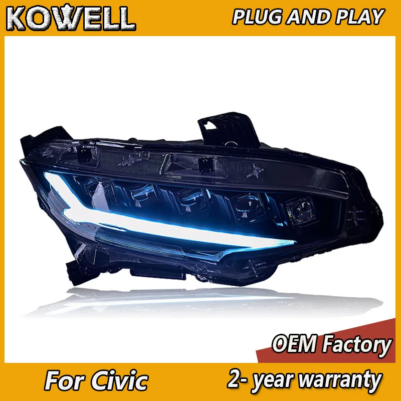 Car Styling for Honda Civic Head Light 2016-2021 Civic 10th Headlights DRL Turn Signal Low High Beam Projector Lens