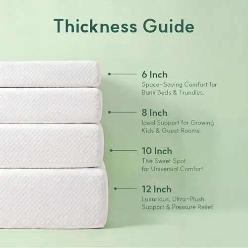 Queen Mattress, 10 Inch Queen Size Mattress, Basic Matcha Cooling Gel Memory Foam Mattress in a Box, Pressure Relief