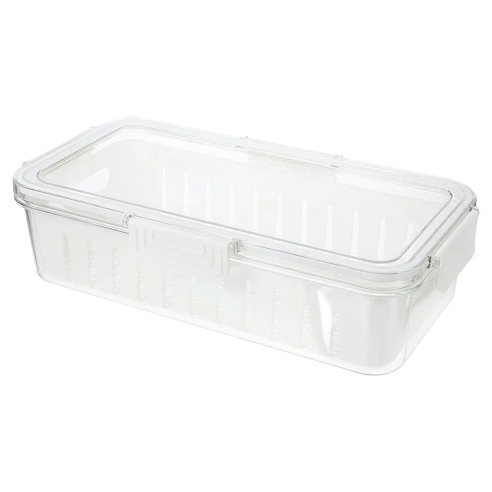 

Draining Design Refrigerator Fruit Food Container Preservation Storage Box Lidded Stackable Vegetable Crisper Freezer Container