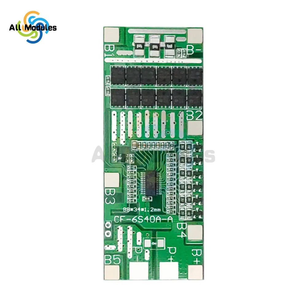 Lithium BMS 6S 24V 20A 40A 18650 Li-Ion Battery Protection Board with Balance For Ebike Escooter Solar Light Power Bank Charge