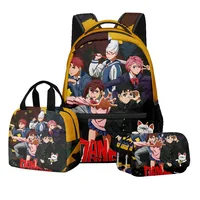 Novedad Popular de lujo dibujos animados DANDADAN 3D impreso 3 unids/set mochilas escolares para estudiantes mochila de viaje para cuaderno bolsa de almuerzo estuche para lápices
