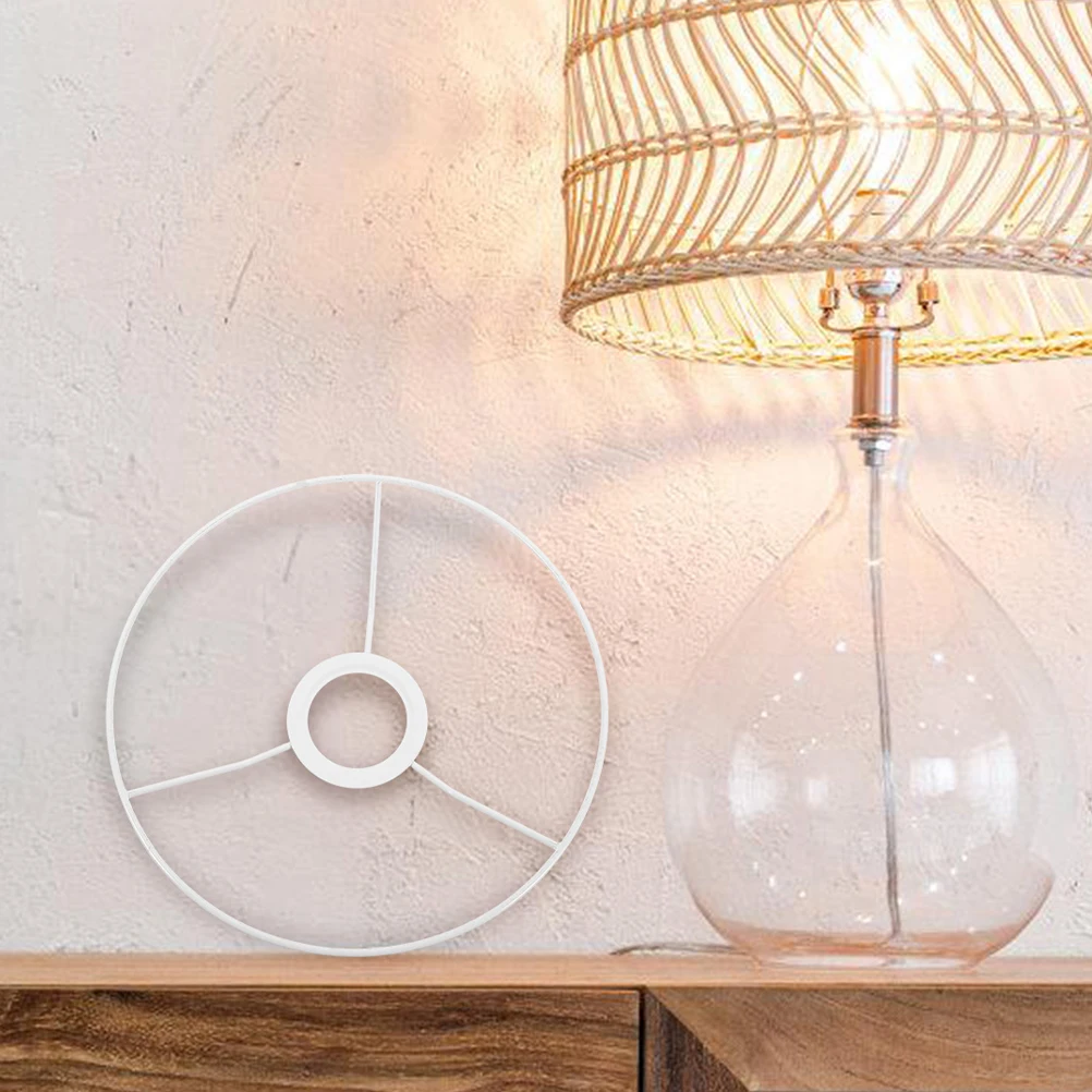 

Round Lampshade Frame Wire DIY E27 Base Vintage Metal Support White Light Cage Guard Sturdy Structure Multi