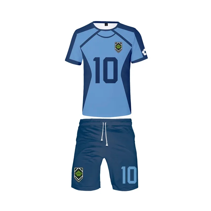 ملابس رياضية للرجال من الجيرسيه الأزرق لكرة القدم مع قفل أزرق Isagi Yoichi Rin Itoshi Chigiri Hyouma Kunigami Rensuke