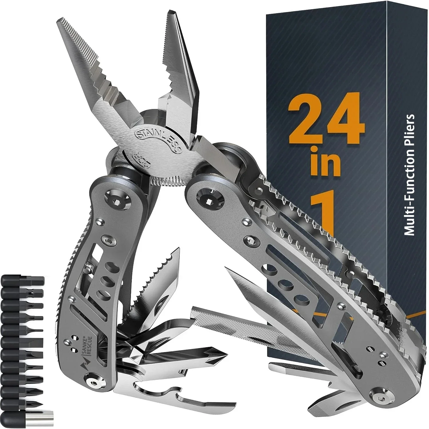 24 In 1 Multifunctional Diagonal Pliers Anti Slip Wire Stripper Crimping Cable Cutter Professional Electrician Household Hand