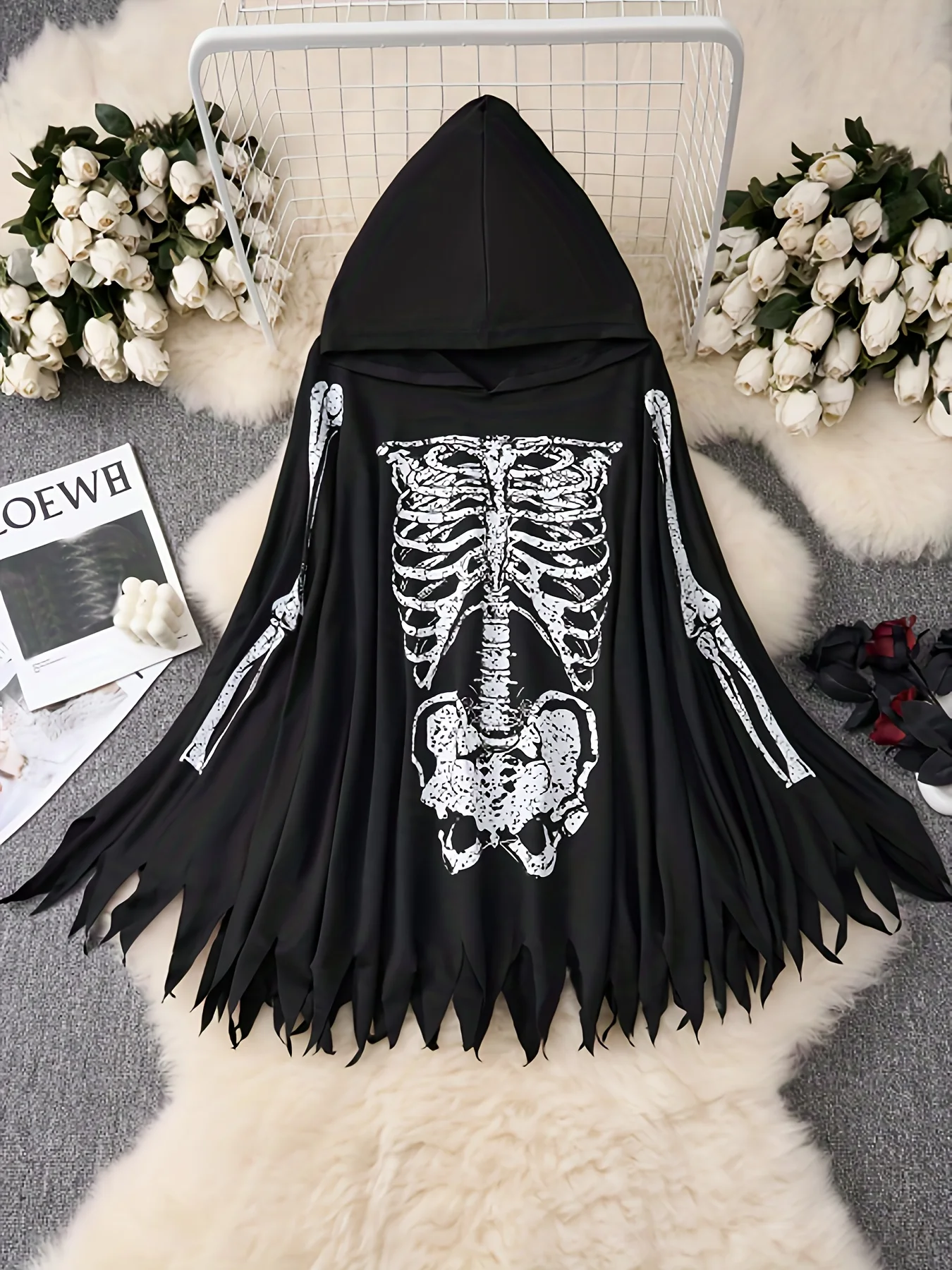 

Женский топ в европейском и американском стиле с принтом Призрака и черного черепа для ролевых игр на Хэллоуин