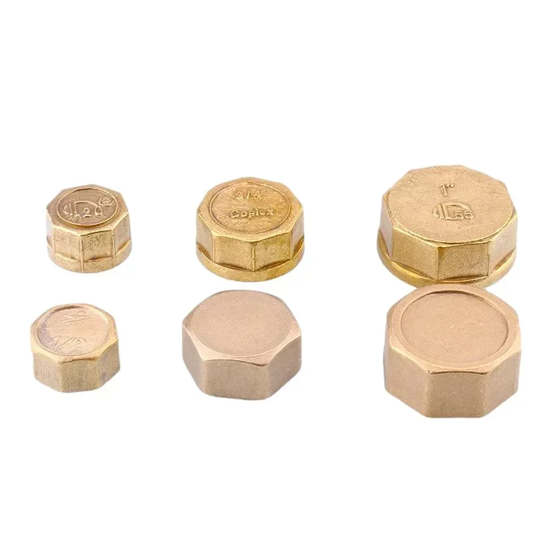 1/2'' 3/4‘’ 1/8'' 3/8'' 1‘’ Inch Thread Male Hole Plug Blocking Cap 1 Piece Brass Copper Inner Outer Water Pipe Fittings