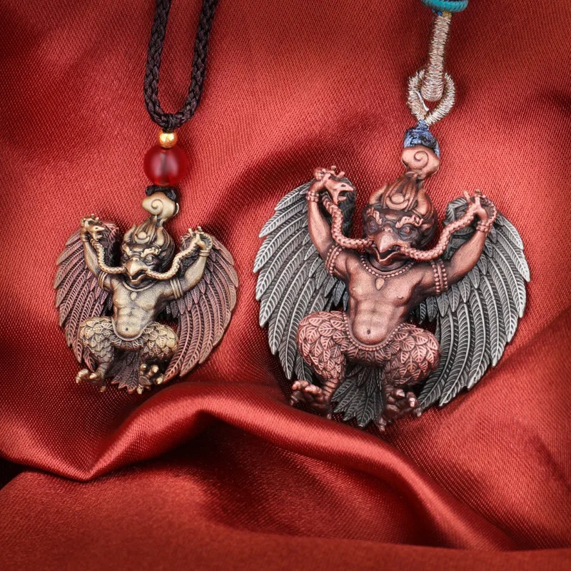 Purple Copper - Pendant, Buddha Amulet, Necklace Charm, Keychain, Golden-Winged Bird