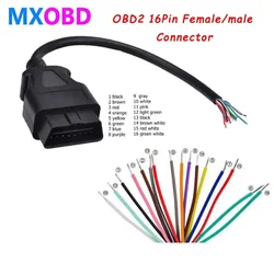 Professional OBD2 16Pin Female/male Connector to Opening OBD Cable OBDII OBD-ii ODB2 16 Pin OBD 2 Adaptor 30CM/60CM Length