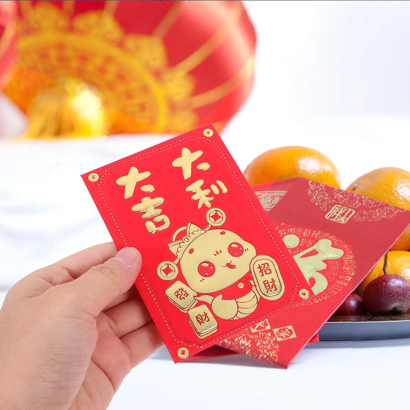

60 шт. красных конвертов с мультяшными рисунками, фольгированными акцентами в виде змеи, для Китайского Нового года, праздничных мероприятий, семейных встреч, корпоративных мероприятий