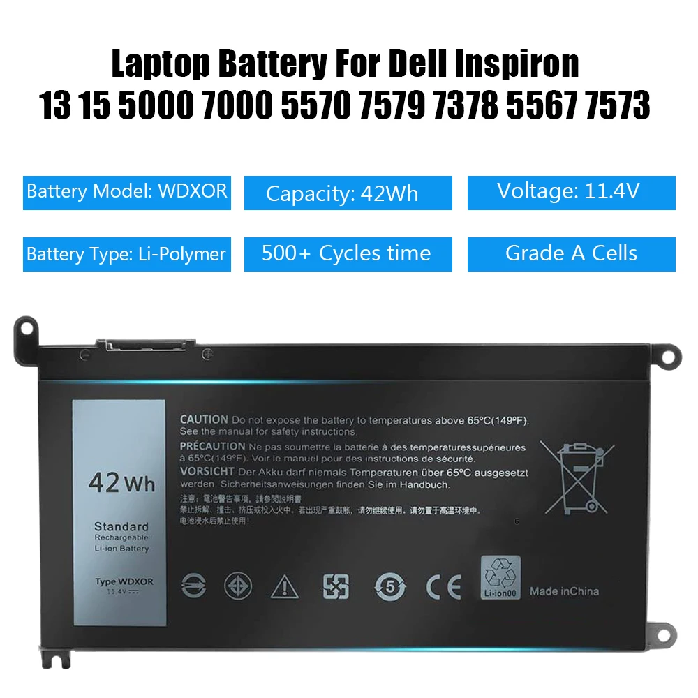 Imagem -04 - Liscn Wdxor Bateria do Portátil para Dell Inspiron 13 15 5000 7000 5570 7579 7378 5567 7573 5565 5379 5378 3590 Vostro 5468 5568 P69g