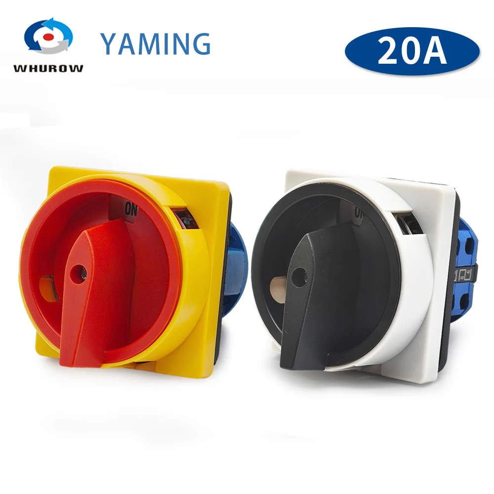20A Padlock Rotary Cam Switch With Big Plate OFF-ON 2 Position 4 Poles 8 Terminals Main Selector Emergency Stop LW26-20/2GS