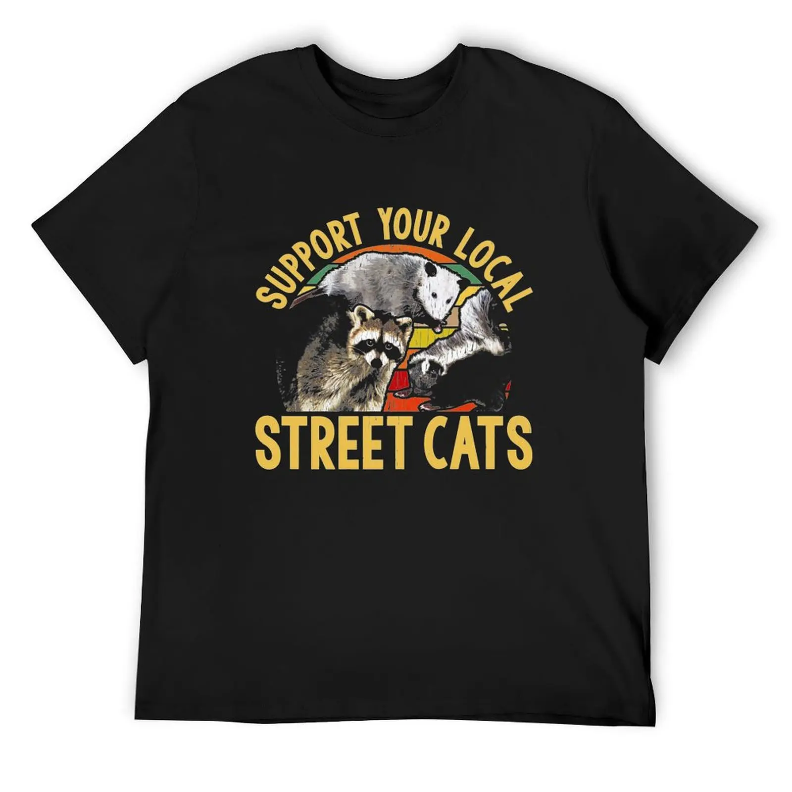 Support Local Street Cats! Raccoon, Skunk T-Shirt anime tshirt vintage t shirts blacks t shirts for men pack