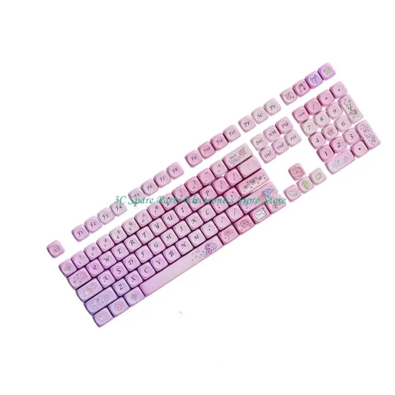 

SZ Colorfast Sublimation Printed Computer Keycaps Pink Flower Visuals for Keyboards
