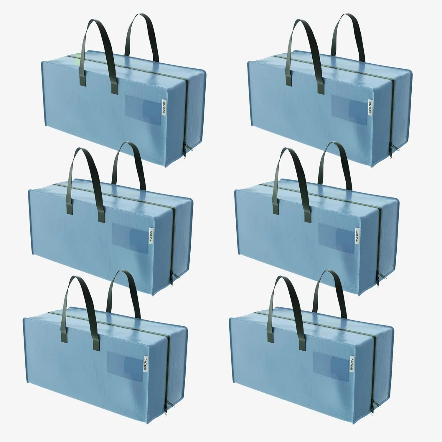 

Набор из 6 больших сумок для переезда с молниями и ручками, прочные сумки-органайзеры для экономии места, цвет пыльно-голубой