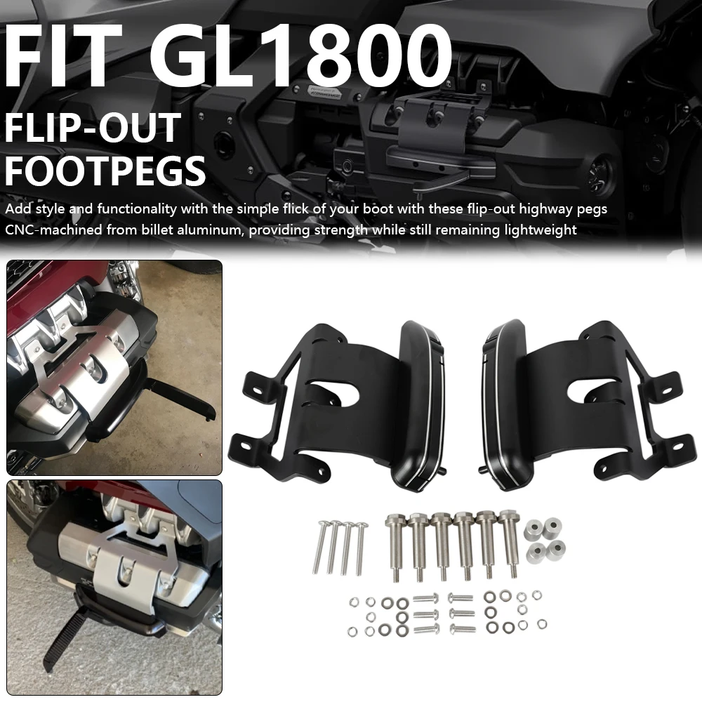

Flip-Out Highway Pegs Flip Out Foot Peg Mount Kit - Black Fit For Honda Goldwing GL1800 DTC Gold Wing GL 1800 F6B Tour 2018-2025