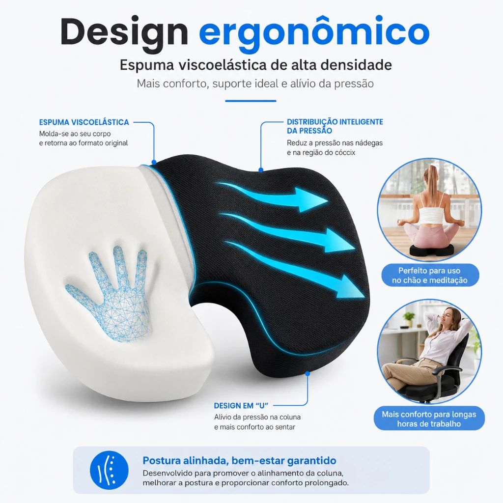 Ergonomic Office Seat Cushion Memory Foam Lumbar Support Pillow Breathable Posture Corrector for Car Office Wheelchair