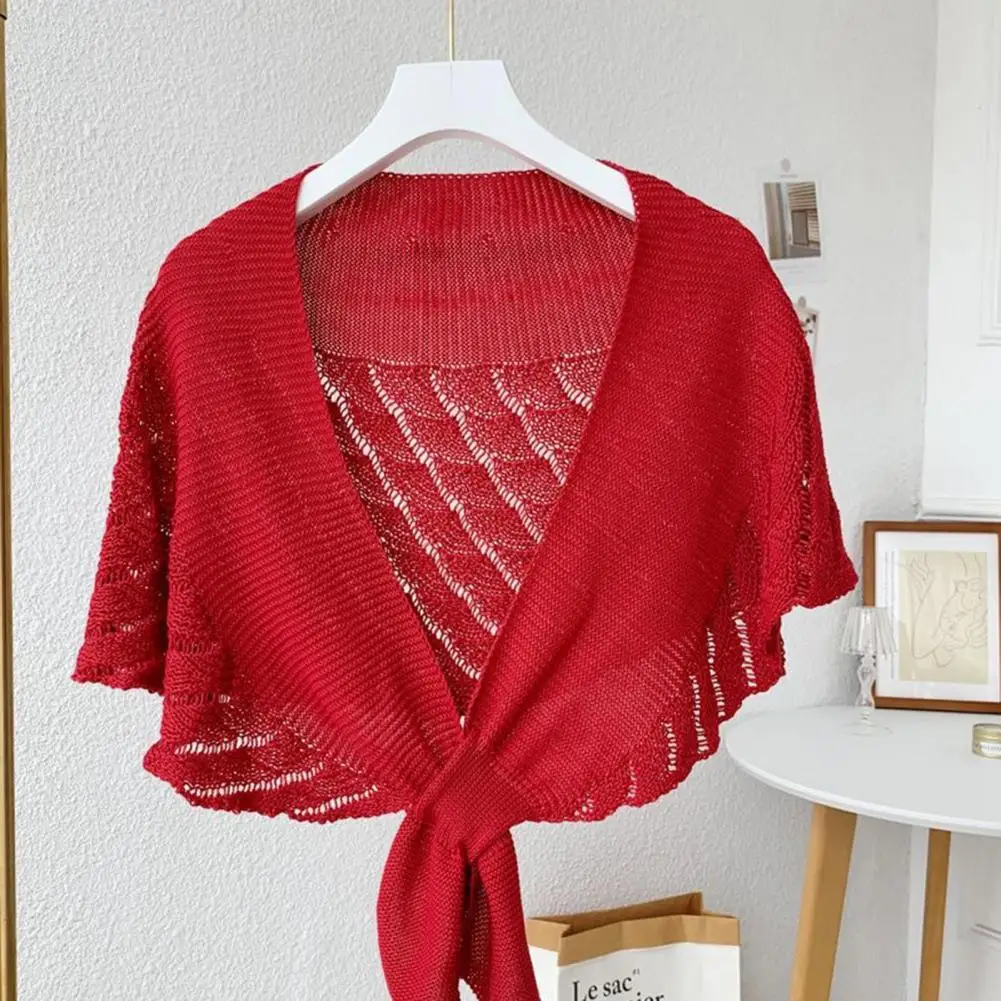 

Women Knitting Shawl Elegant Lace-up Women's Shawl for Comfortable Warmth Style Lightweight Shoulder Wrap with Hollow Knitting