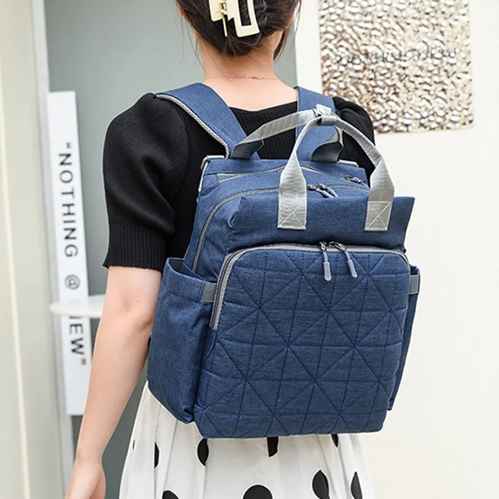 Canvas Convenient Mommy Backpack Diaper Bag For Moms On Go Built In Large Capacity Multiple Pockets