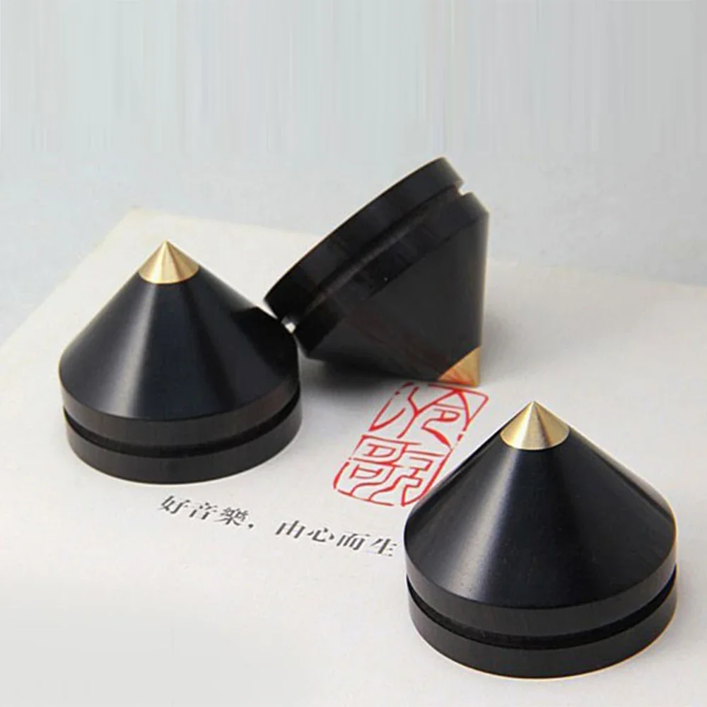 4sets Ebony and Metal Shock Spikes 33mm / tube Amplifier / Speaker / Hiend 4 pcs Pure dowel 4 PCS Pure wooden mat