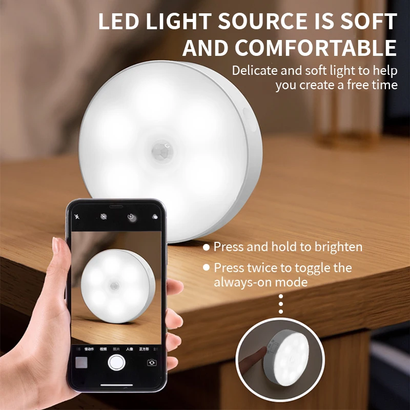 3PCS LED Human Motion Sensor Lights Bedroom Night Light Stairs Corridor Room Wardrobe Lighting Room Decor Lamp USB Rechargeable image 2