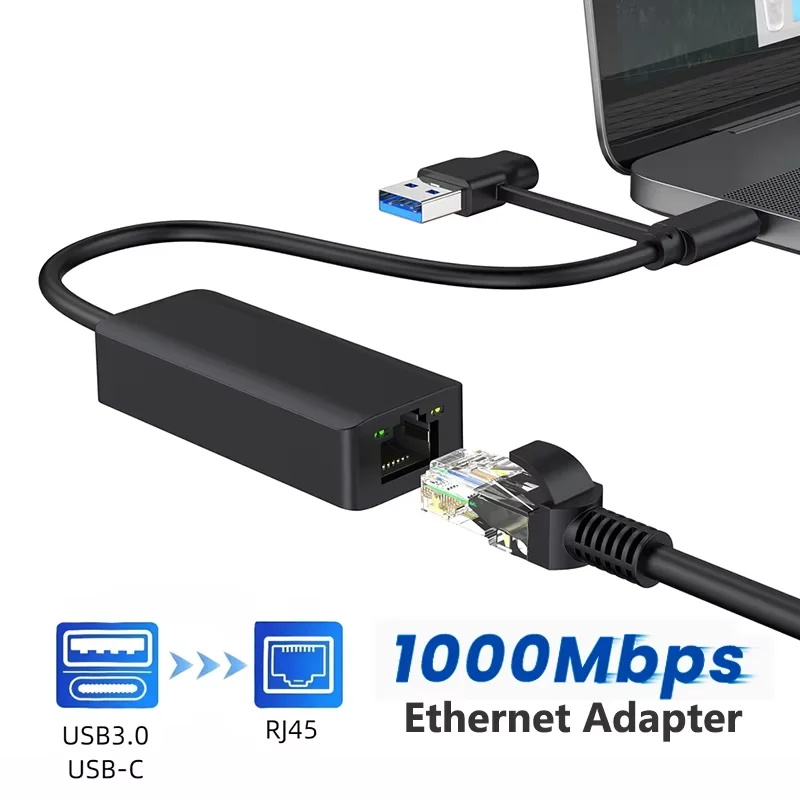 

USB Type C Ethernet Adapter 100/1000Mbps USB 3.0 RJ45 Wired Network Card For PC Windows XP 7 8 10 Android USB Lan Internet Cable