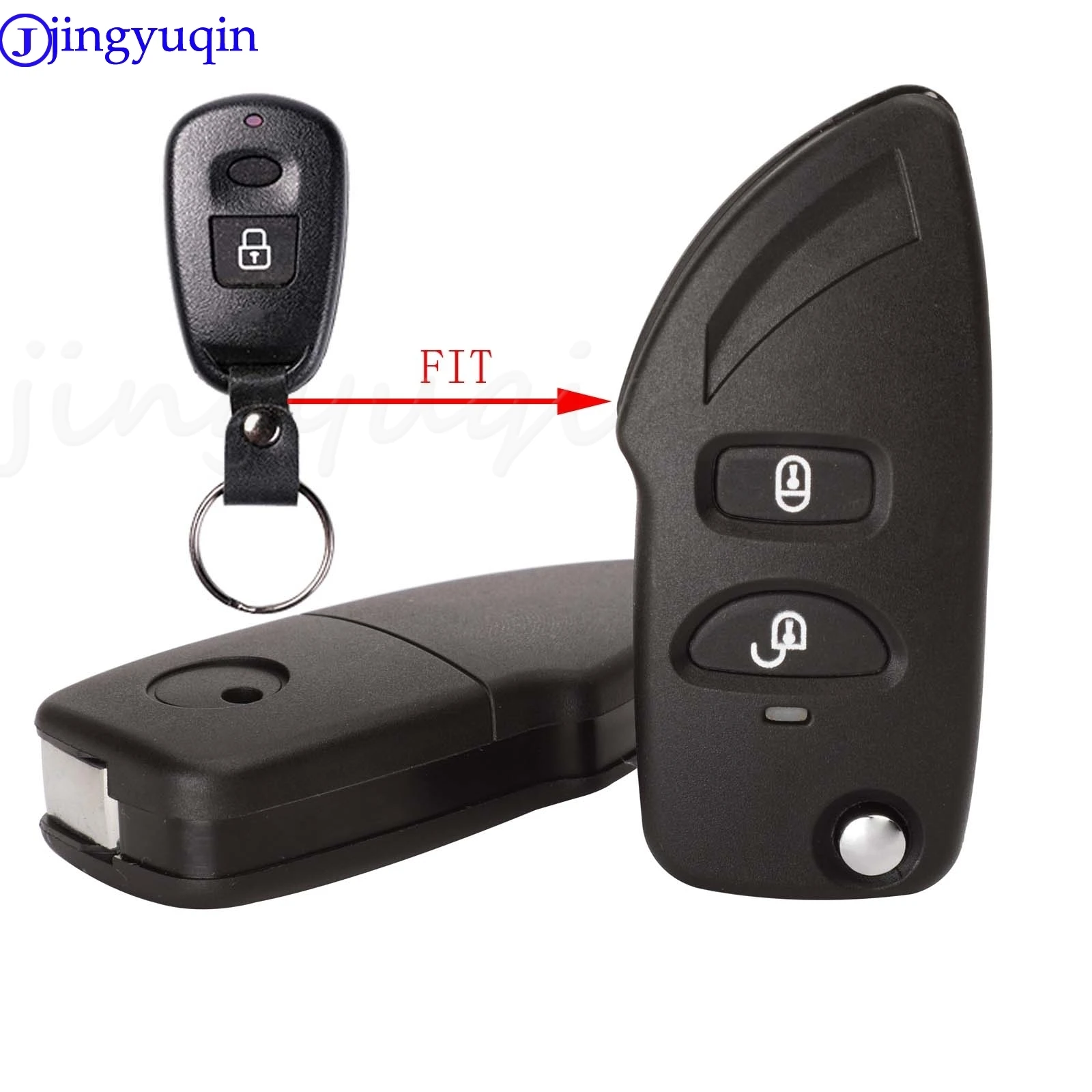 

jingyuqin 2 Button Folding Flip Remote Key Shell Case Car Key Housing With Battery Holder For Hyundai HAWTAI Santa Fe