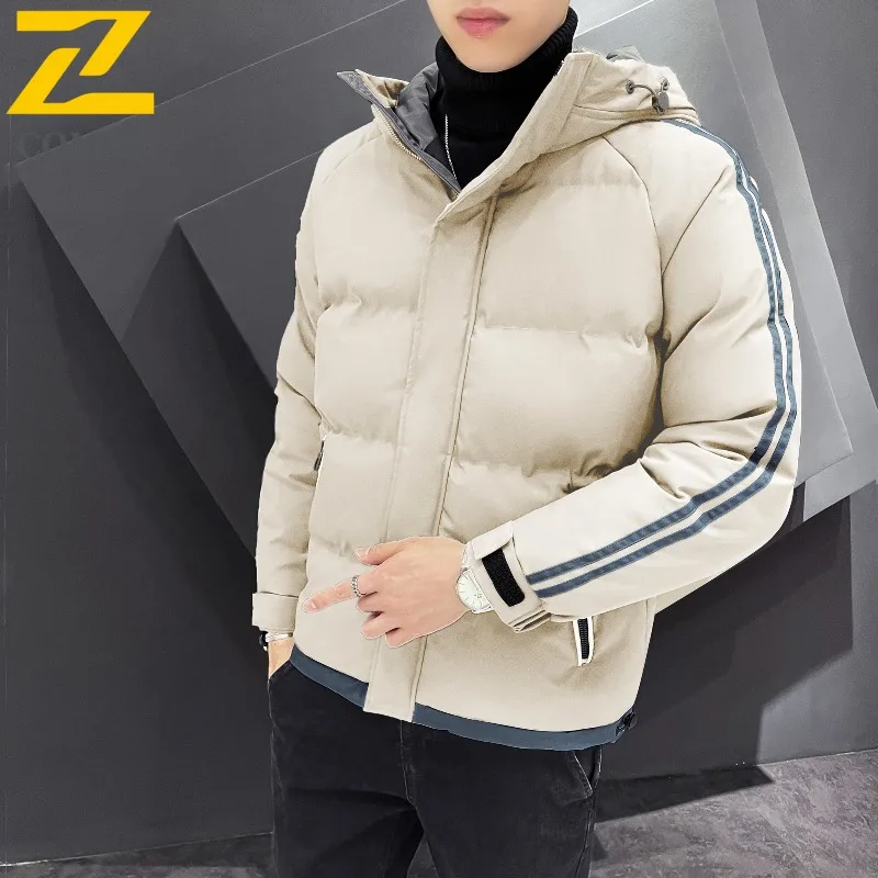 COMXZ 2025 Autumn Winter Mens Plus Size Padded Jacket Casual Padded Thick Padded Hooded Coat reflective Warm Tactics windbreaker