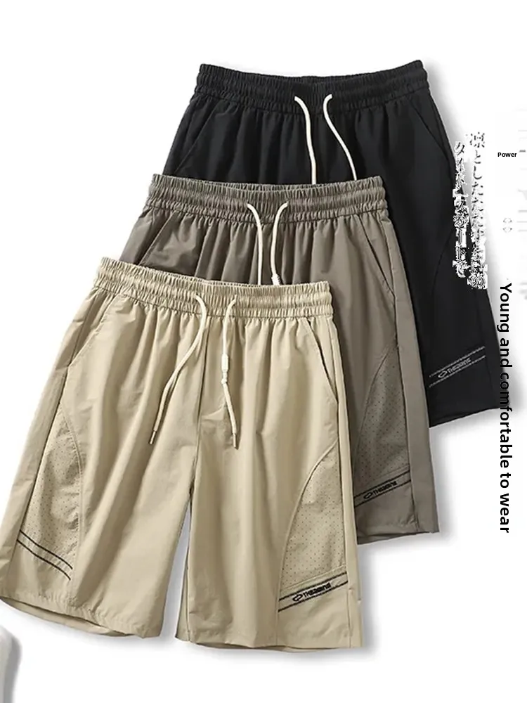 

Легкие дышащие повседневные мужские шорты в американском стиле для активного отдыха, свободные прямые шорты до колена, летние модные городские шорты