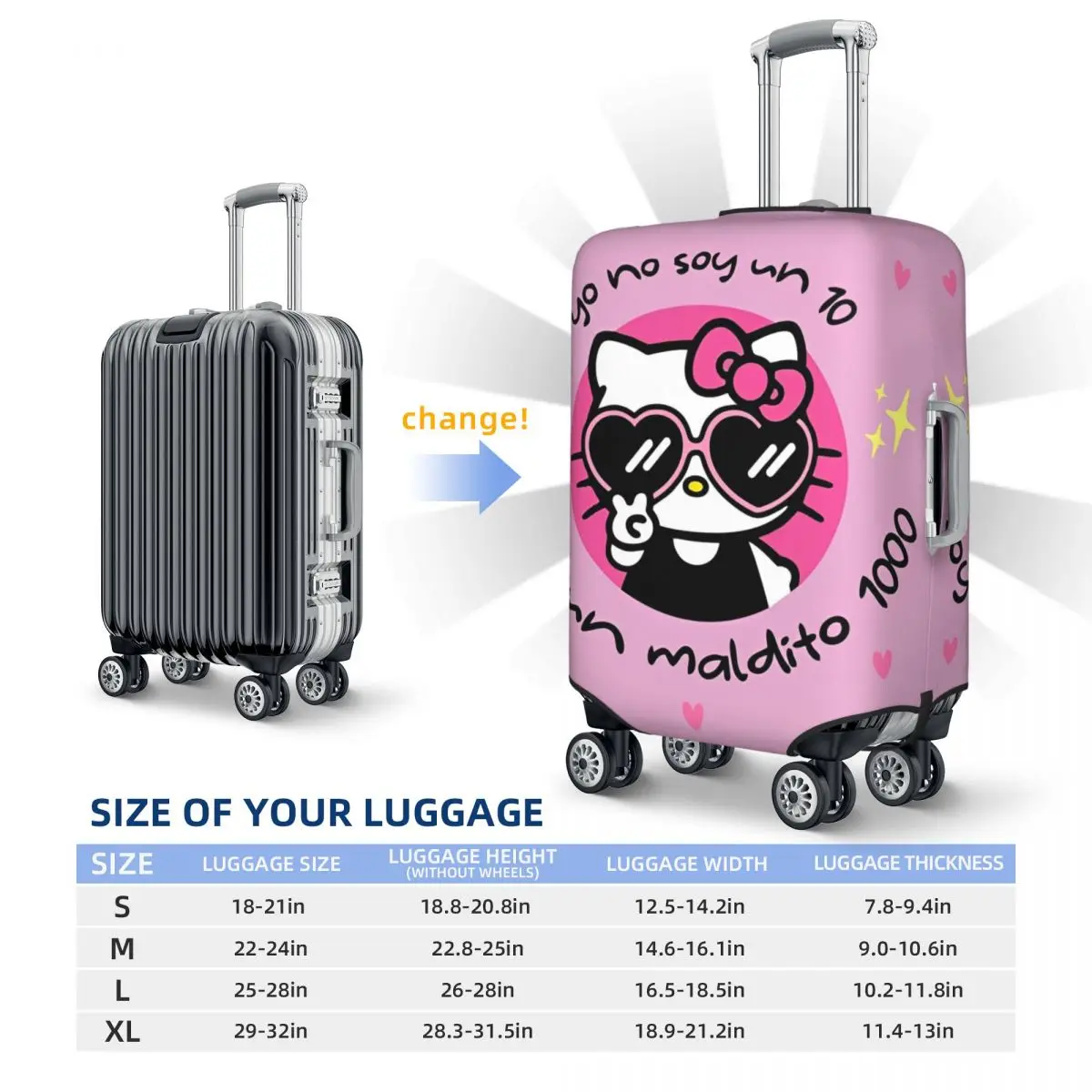 Hello Kitty Anime Y2k Kawaii Suitcase Cover Travel Holiday Strectch Luggage Case Protector