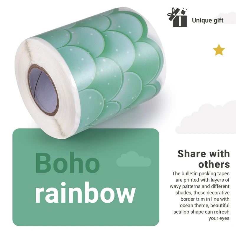 20 m Ombre-Jakobsmuscheln, Pinnwand-Ränder, gerade Regenbogen-Ränder, Dekoration für Klassenzimmer oder Zuhause, Schule