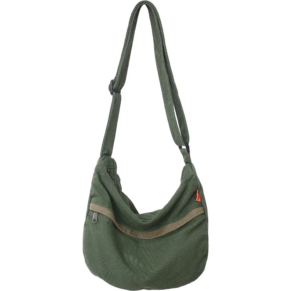 경제적인 면 캔버스 토트백, 여성용 호보 숄더백 크로스바디 핸드백, 외부 포켓 3개, 지퍼 잠금