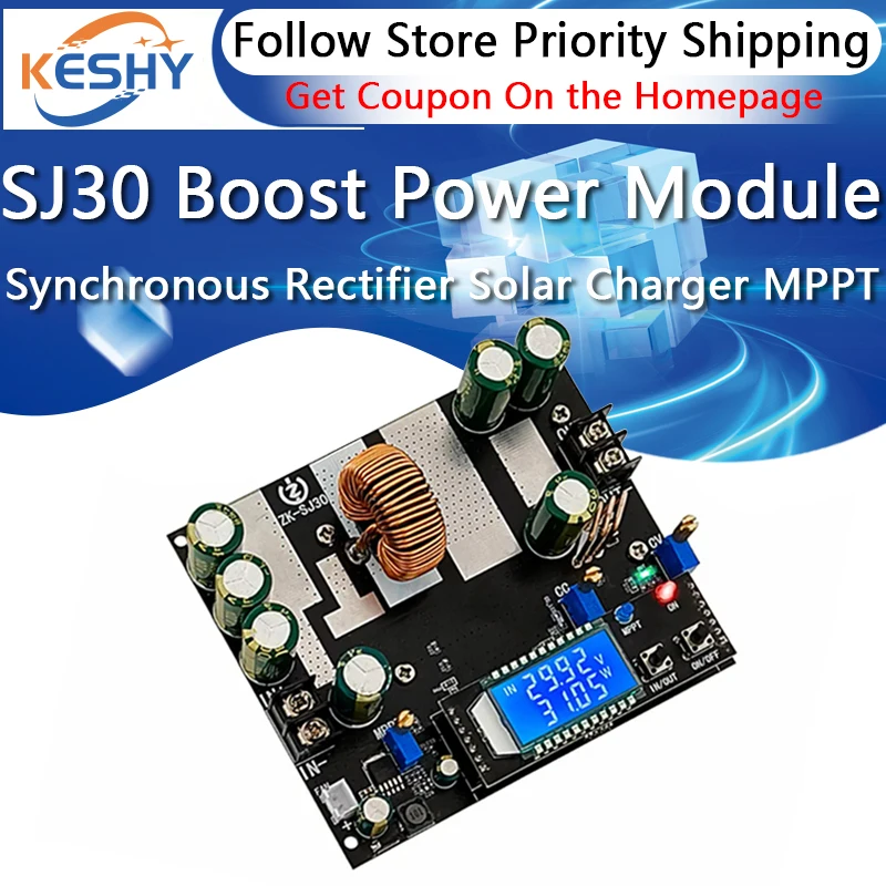 ZK-SJ30 700W High Power Auto Boost Power Module Synchronous Rectifier 30A Solar Charging MPPT