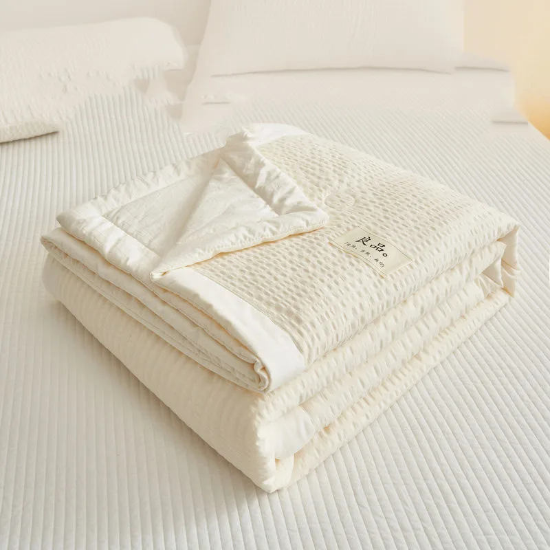 Seersucker Summer Quilt Breathable And Comfortable Quilt Double Large Solid Color Washed Soy Fiber Air Conditioning Quilt