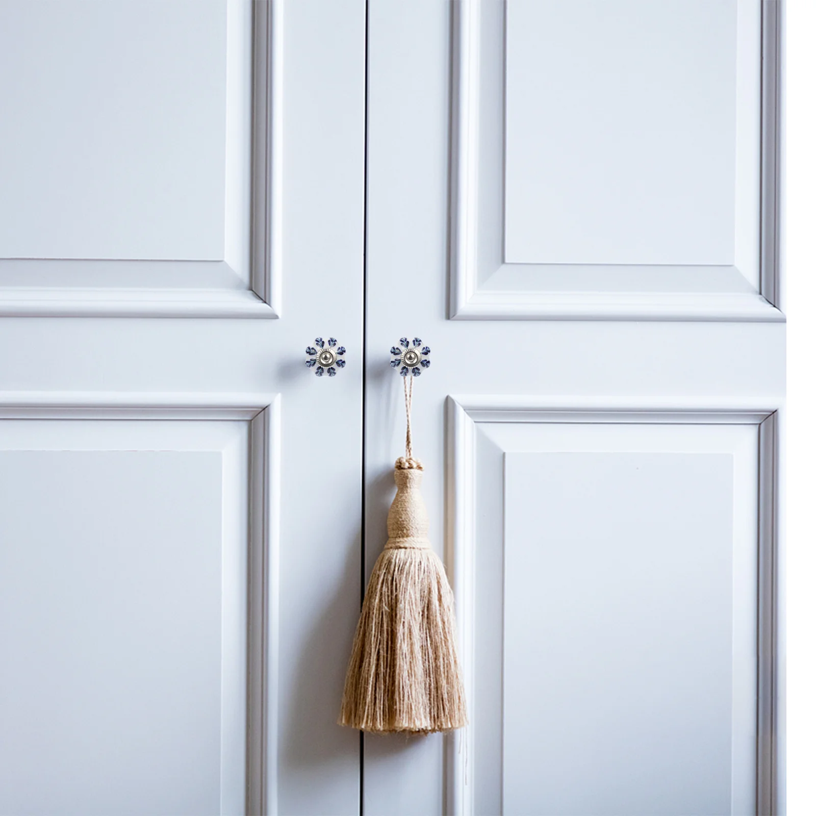 

2Pcs Ceramic Handle Premium Flower Pattern Drawer Knob for Furniture Cabinet Door Replacement Easy Install Polished Smooth