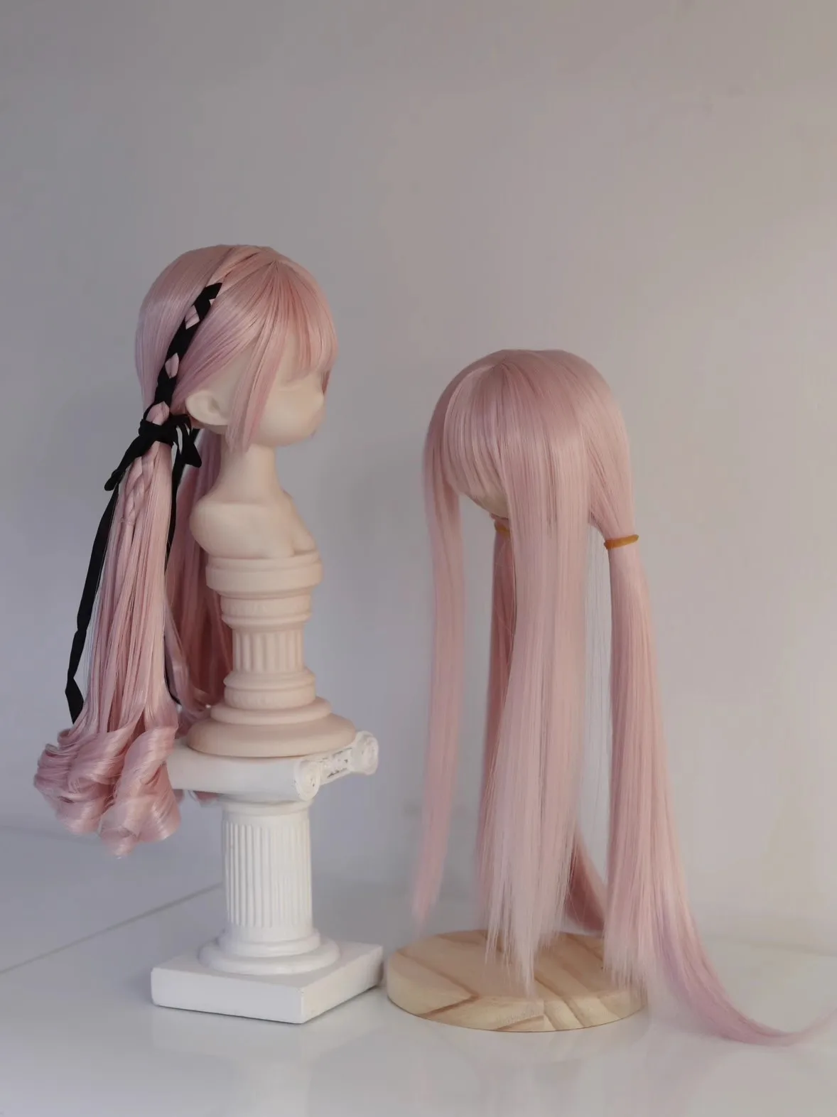 Double Ponytail Hair Wig Blank 1/3 1/4 In Stock BJD Long Straight Beautiful Girls High Temperature Silk Blue Doll Accessories