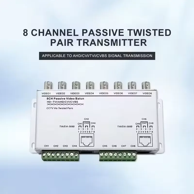 4CH 8CH Passive Video Balun For TVI CVI AHD Cameras CCTV Via Twisted Pairs UTP Video Balun 4CH Transceiver BNC To UTP RJ45