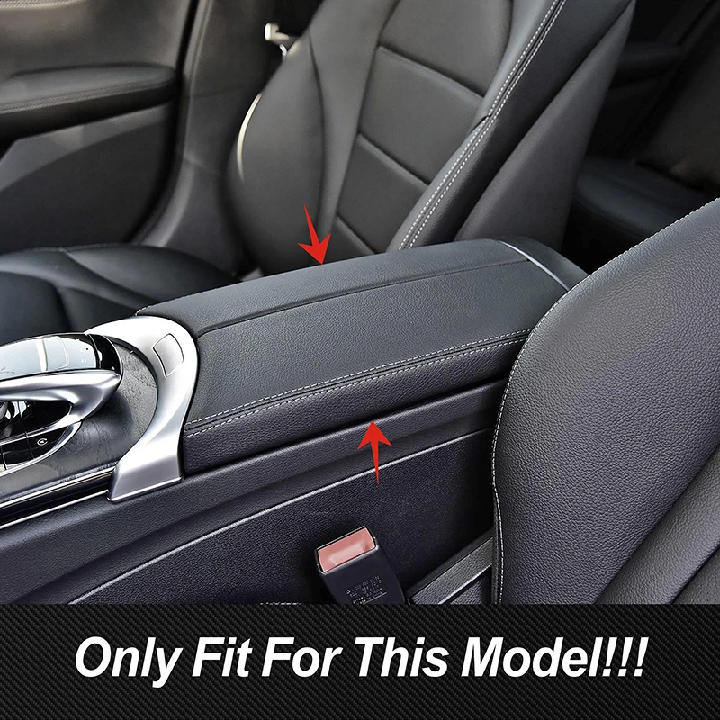 Car Console Armrest Box Panel Cover Stickers For Mercedes Benz C Class W205 GLC X253 Carbon Fiber Pattern Interior Accessories