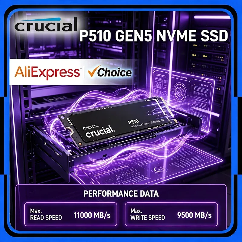 Crucial P510 SSD 1TB/2TB Gen5 NVMe SSD、PCIe 5.0 M.2 2280 SSD、内蔵ソリッドステートドライブ、ノートパソコン、デスクトップ対応