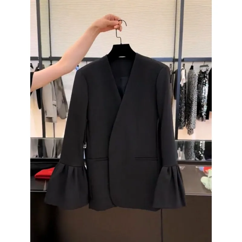 

Women's Solid Color Cardigan Blazer Pocket Lapel Casual Commuting Fashion Long Sleeve Top