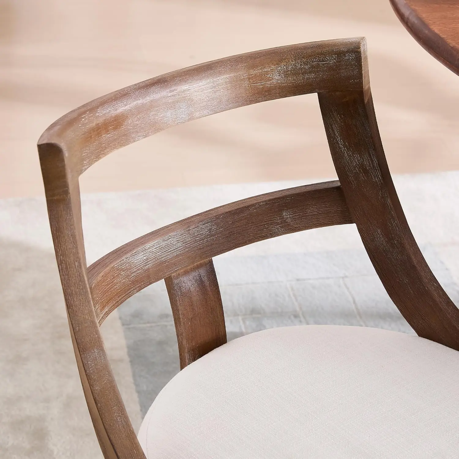 Modern Farmhouse Dining Chairs Set Of 6 Mid Century Upholstered Dining Chair With Wooden Curved Back Kitchen Chairs For Dining