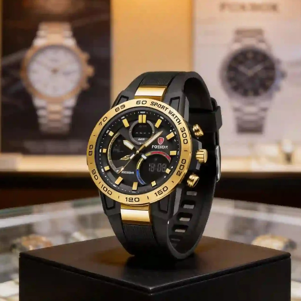 

Модные электронные часы FOXBOX, кварцевые часы, спортивные часы, цифровые часы с двойным дисплеем, мужские часы.