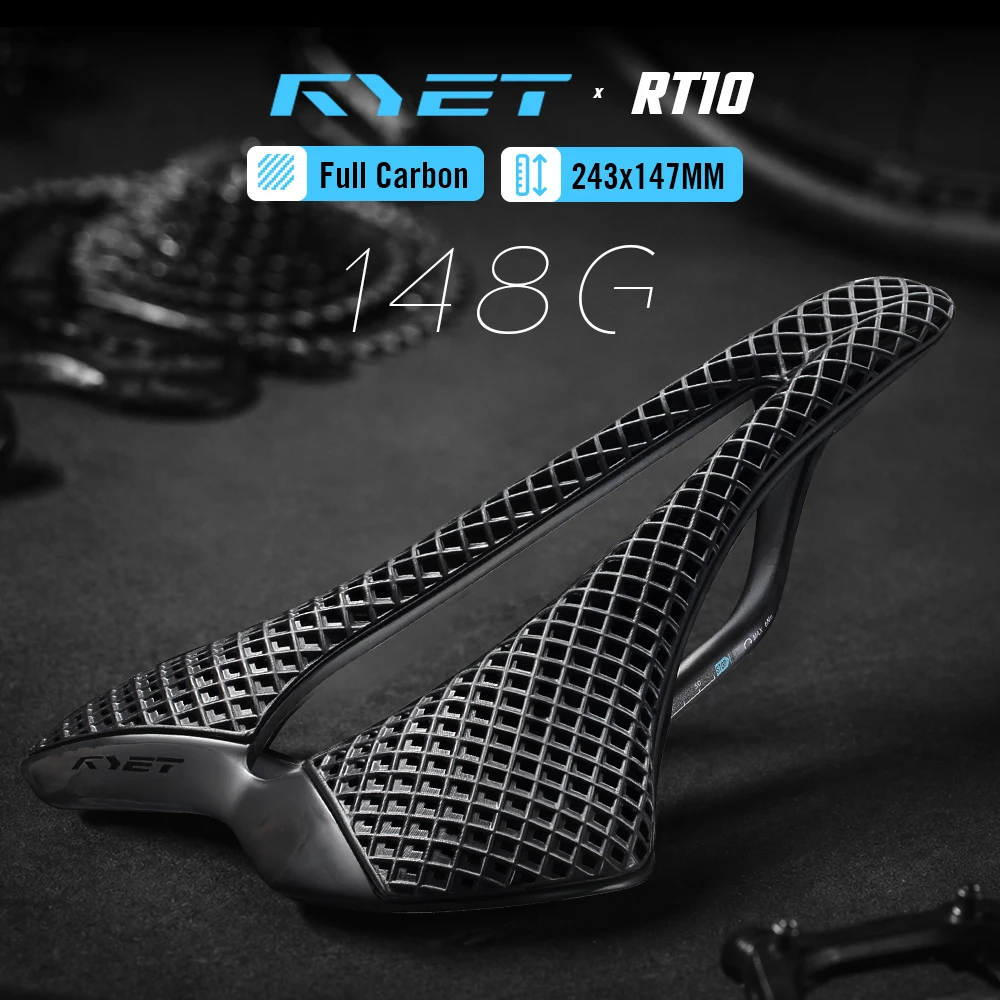 

RYET 148g Ultralight 3D Printed Carbon Bike Saddle 243x147mm For Road Racing Cycling Seat Bicycle Seating Cushion Bicycle Parts