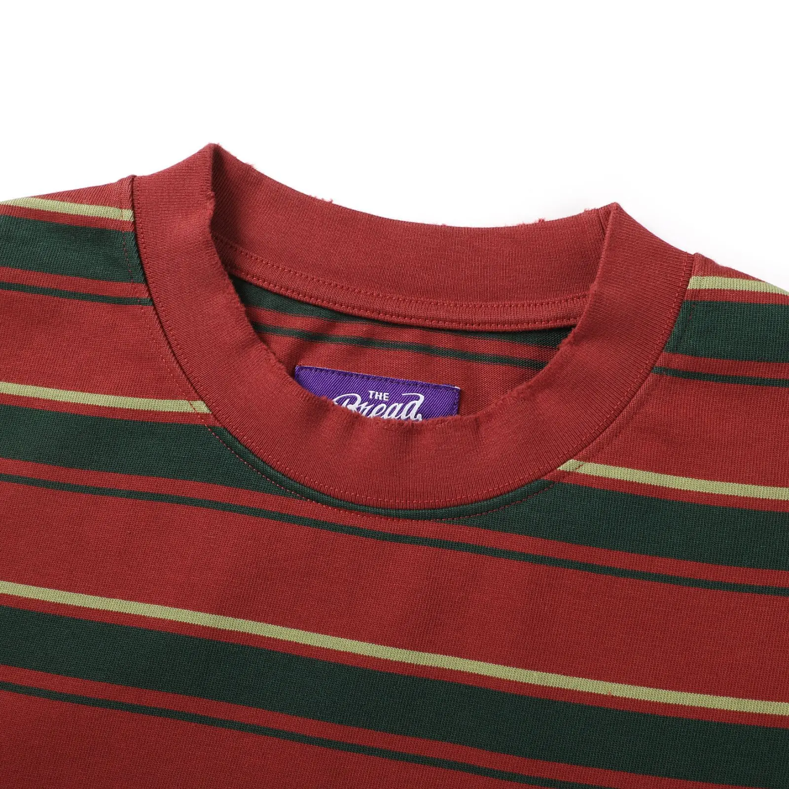 26SS Youth Streetwear American Retro Structured Loose Fit Frayed Hem Heavyweight 320gsm Pure Cotton Striped Short Sleeve T-Shirt