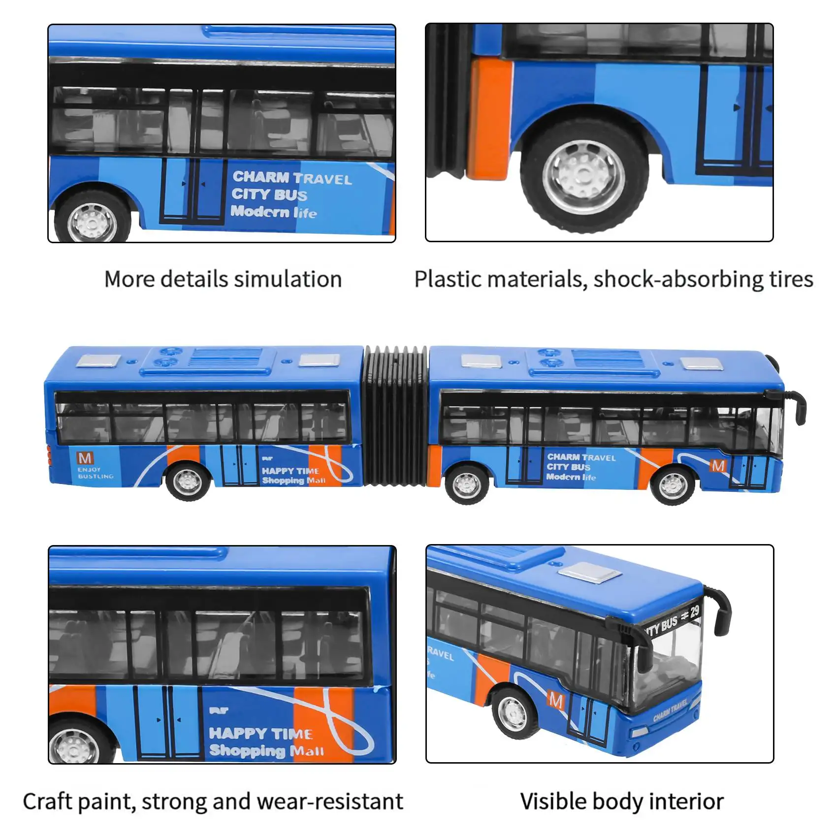 B05C-Children's Diecast Model Vehicle Shuttle Bus Car Small Baby Pull Back