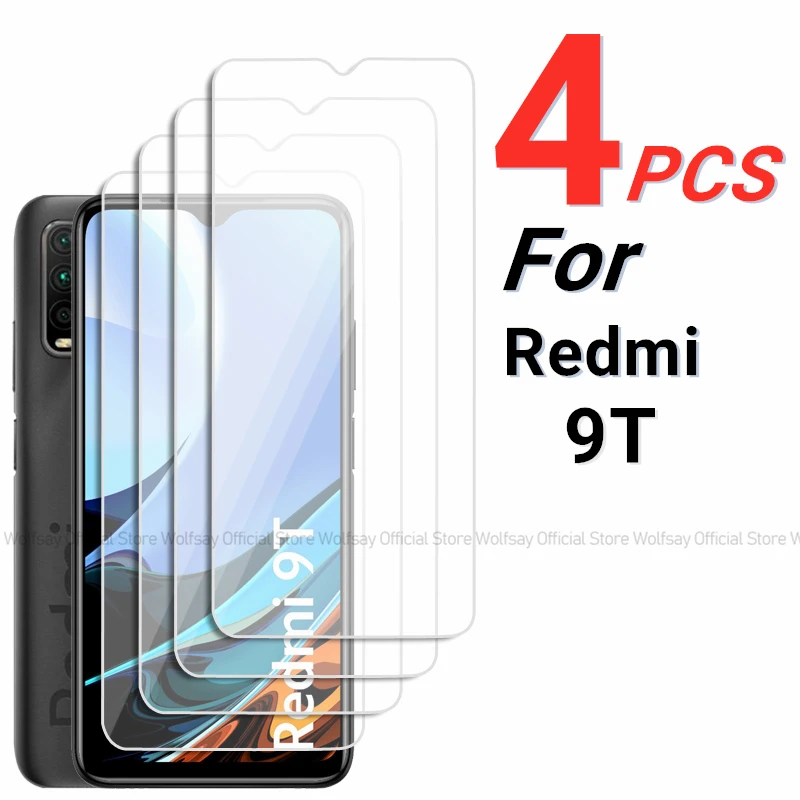 Xiaomi Redmi 9T用スクリーンプロテクター,強化ガラス,完全接着剤カバー,電話フィルム,2個,4個