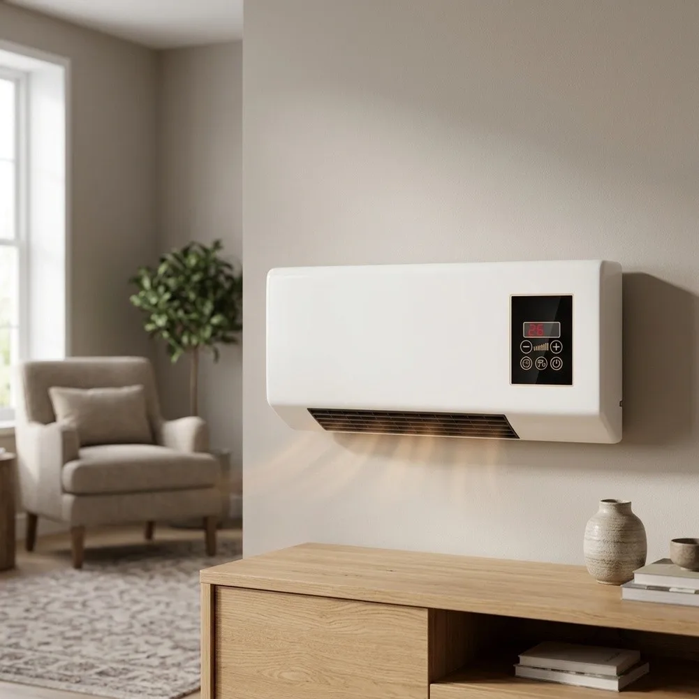 Wall-Mounted Dual Function AC and Heater for Combo Setups Operates on Standard 110V Outlet Ultra Quiet Below 36dB Noise Level