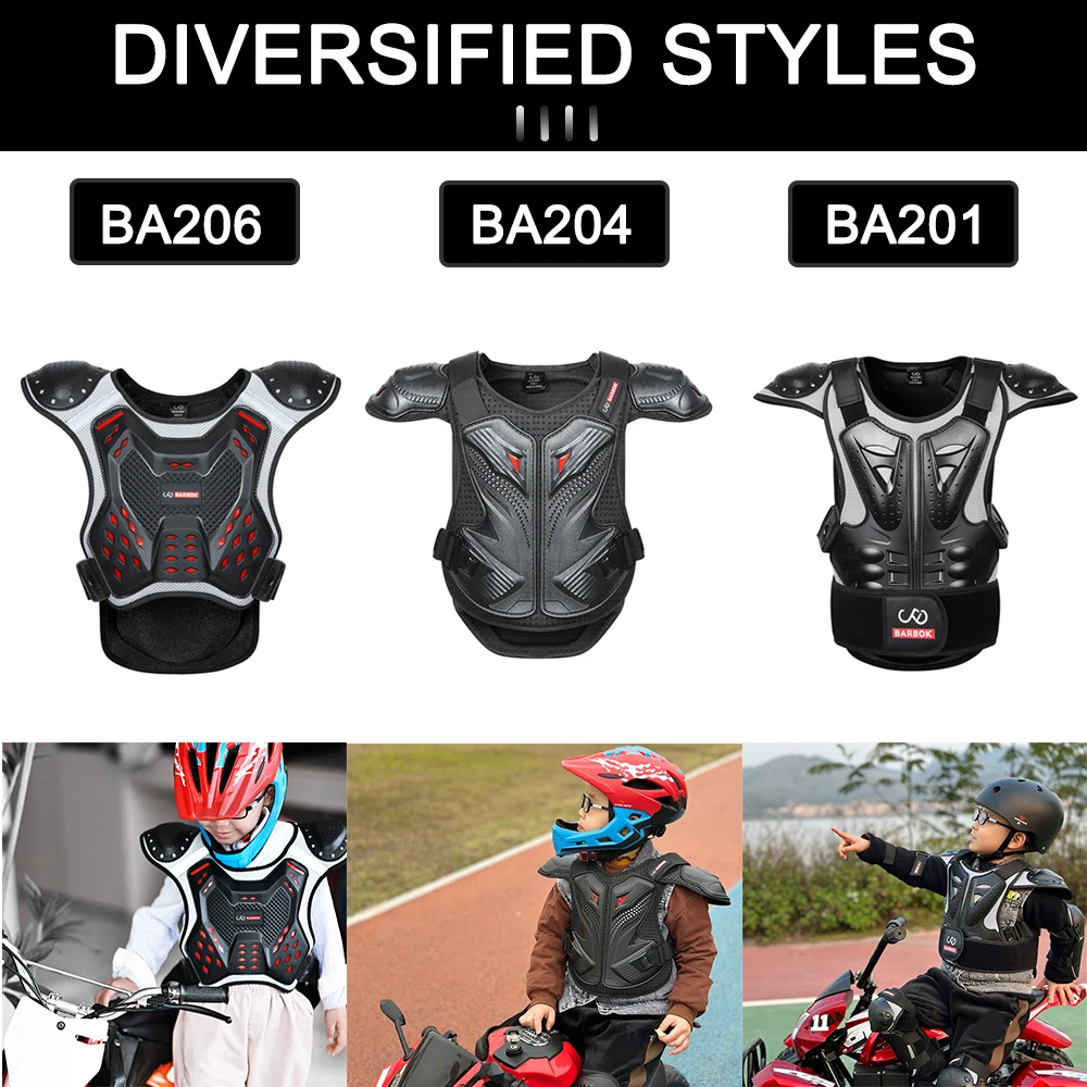 BARBOK For Height 1-1.7M Boys Girls Child Kids Body Protection Motocross Armor Vest Suits Skiing Skating Elbow Knee Care Armor