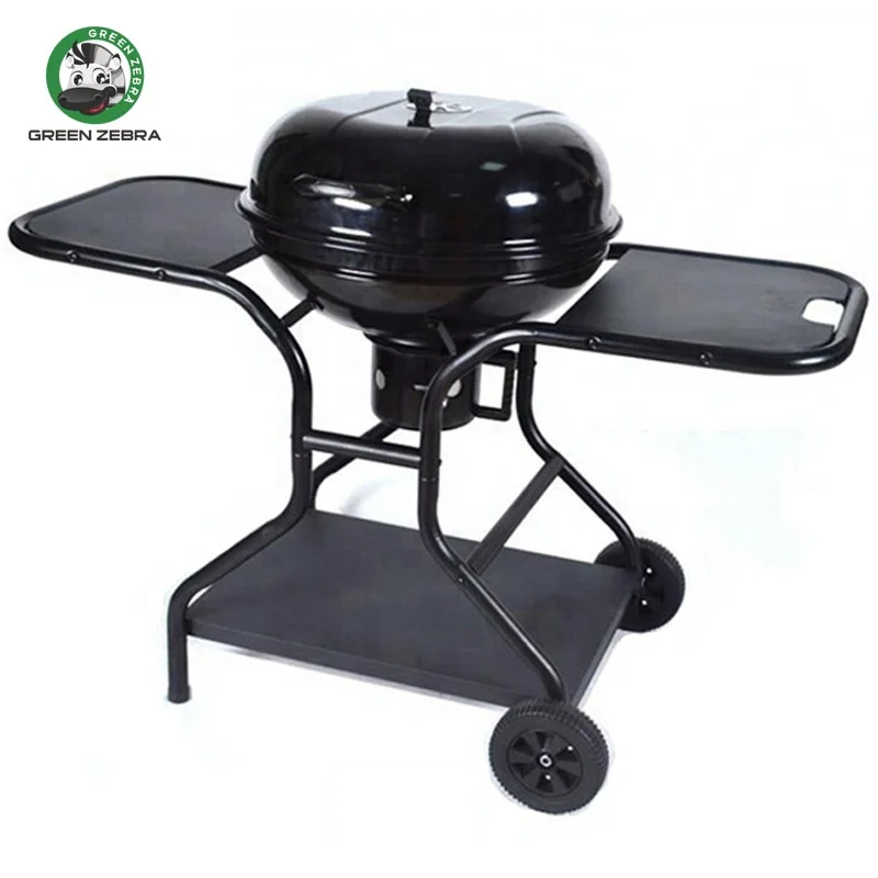 Manufacturer Black Camping 22 Inch Barbecue Outdoor Large Trolley Charcoal BBQ Grill Kettle Grill with Side Table